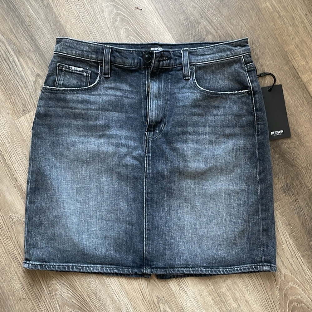 Hudson Jeans Denim Mini Skirt Lulu Jupe Jean Skirt Size 28 6 Washed Black